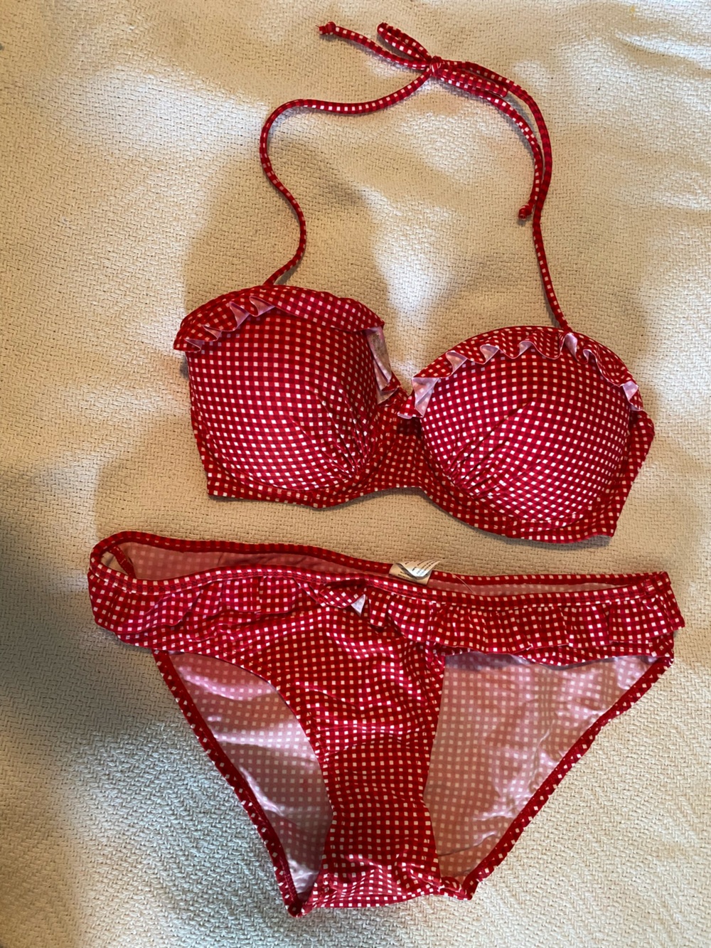 NWT Red Gingham Ruffle Bikini Set - Women